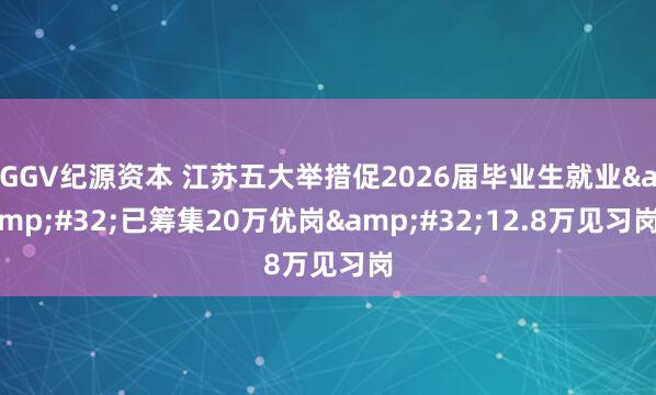 GGV纪源资本 江苏五大举措促2026届毕业生就业 已筹集20万优岗 12.8万见习岗